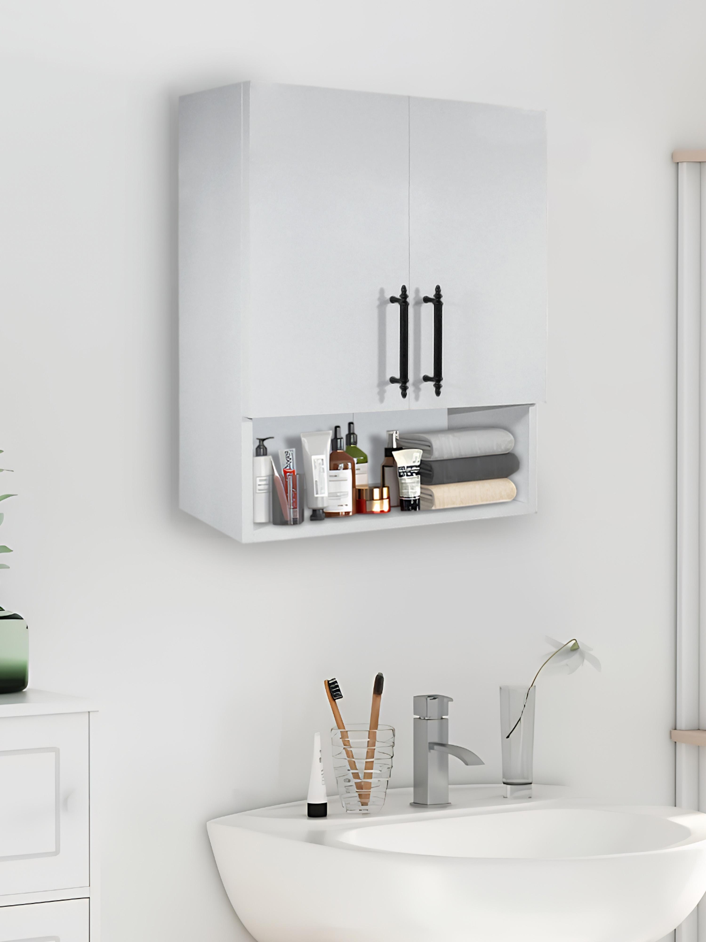 2 Kapaklı Banyo Dolabı, Çok Amaçlı Dolap, Banyo Ecza Dolabı ,Beyaz, AsudeHome