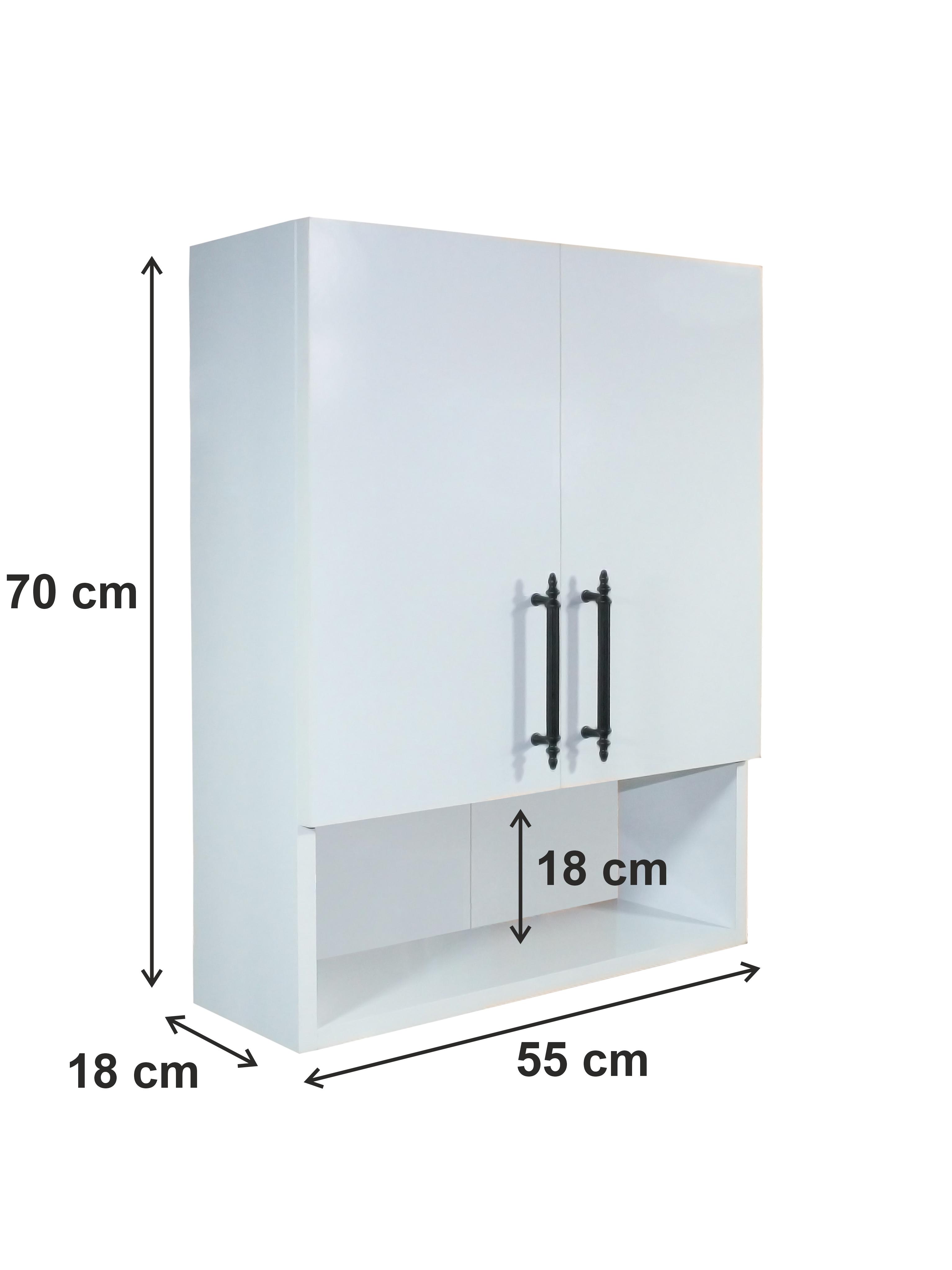 Çok Amaçlı Banyo Dolabı, Ecza Dolabı, 2 Kapaklı Dolap, Hol, Banyo, Ofis, Beyaz, AsudeHome