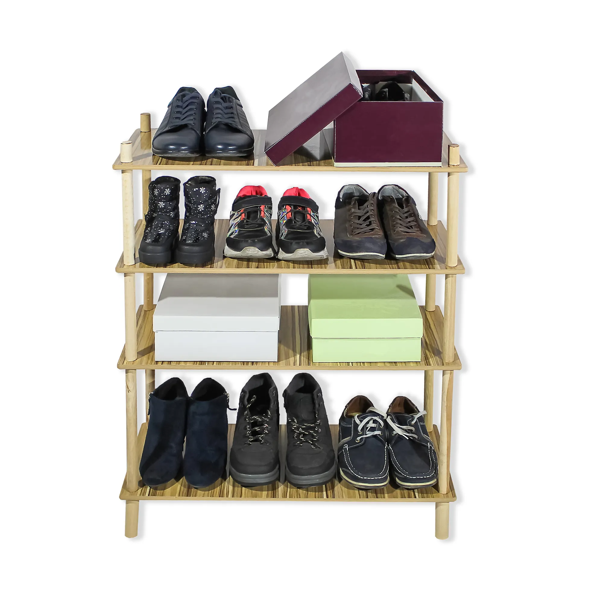 Asudehome Ayakkabılık-4 Katlı Ahşap Ayakkabılık-Portatif Demonte