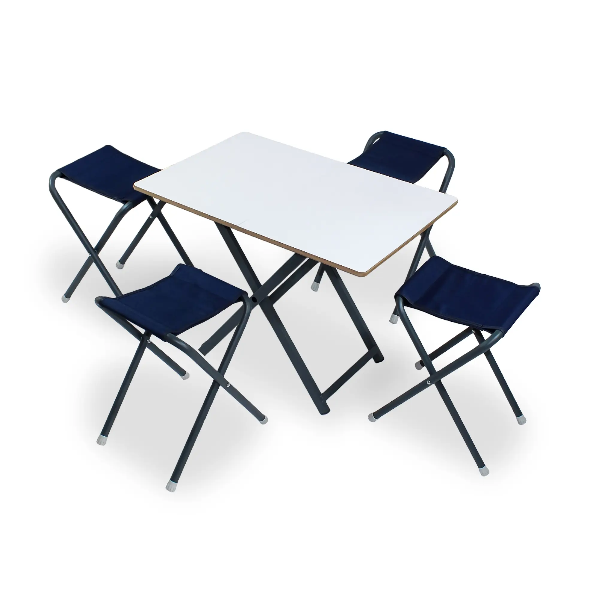 Asudehome Katlanır Kamp Masası-Tabure Seti + 4 tabureli