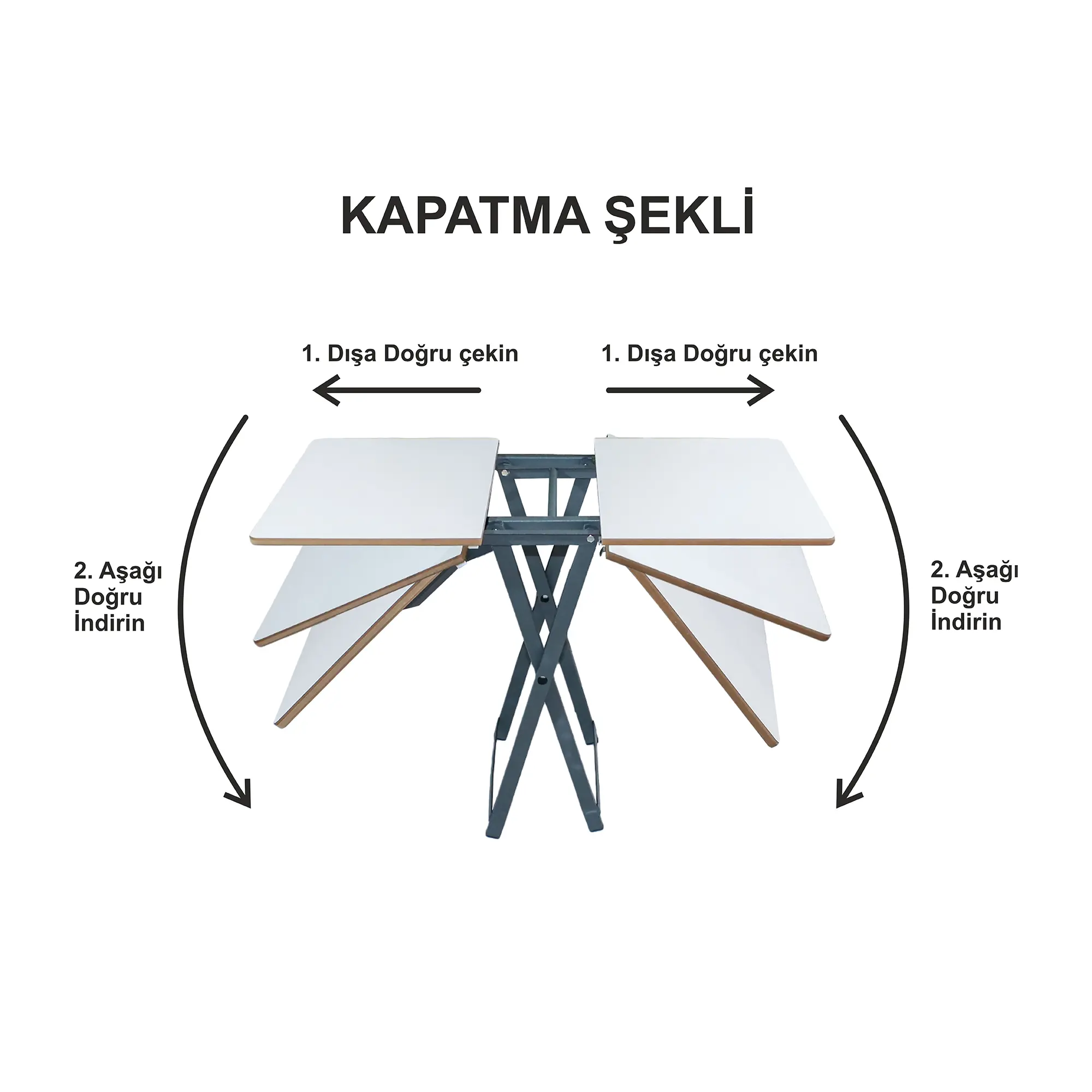 Asudehome Katlanır Kamp Masası-Tabure Seti + 2 tabureli