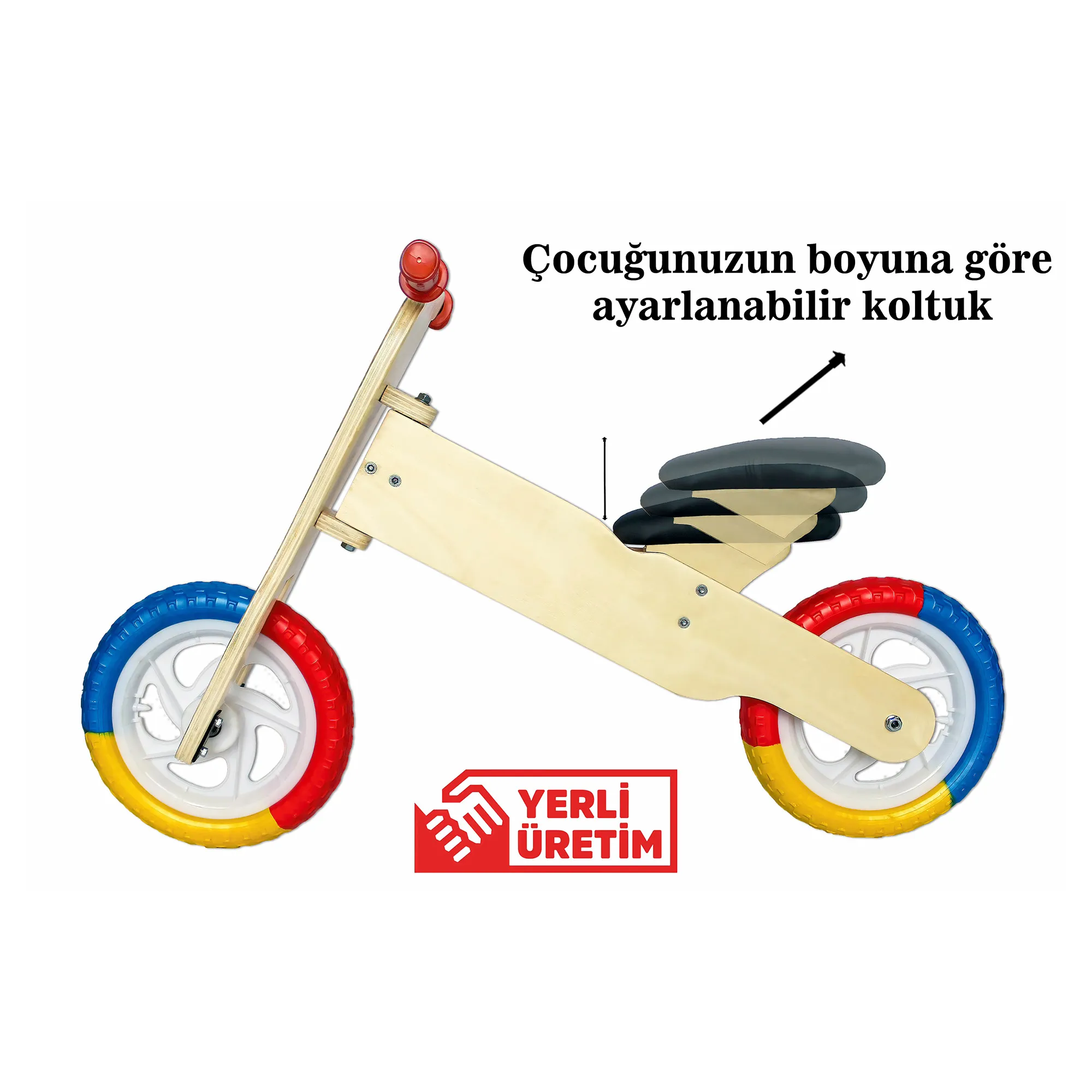 AsudeHome Denge Bisikleti Ahşap Bisiklet 2-4 Yaş