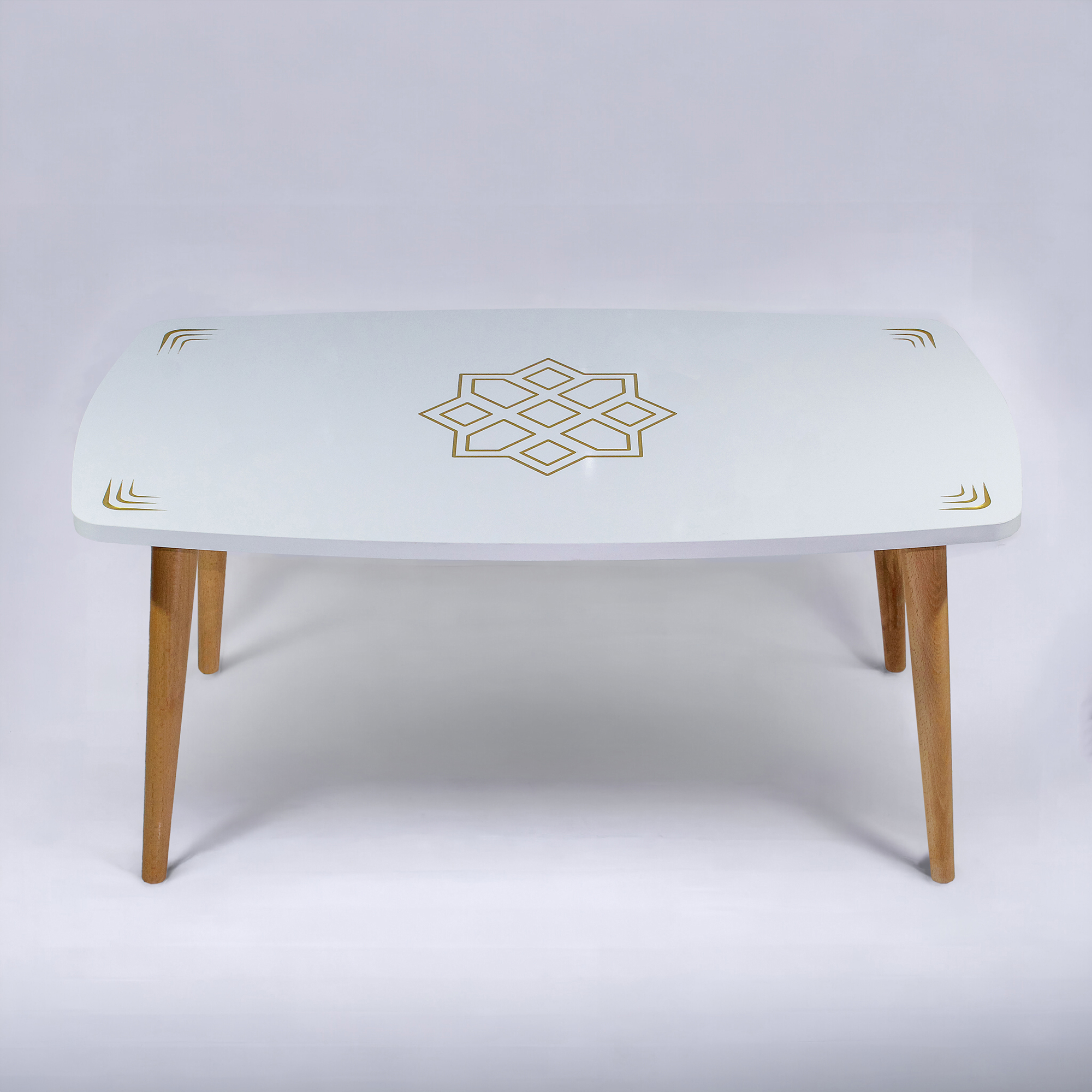 Orta Sehpa, MDF Orta Sehpa, Beyaz Desenli Oval2