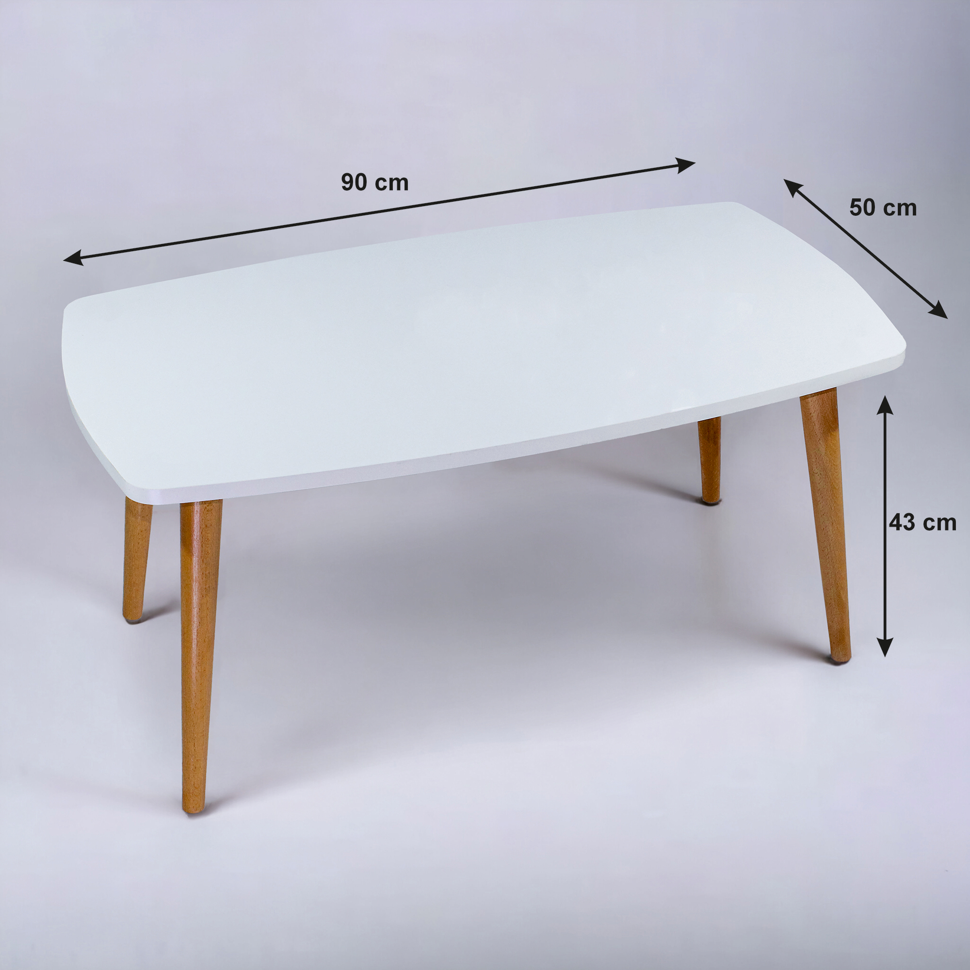 Orta Sehpa, MDF Orta Sehpa, Beyaz Oval1