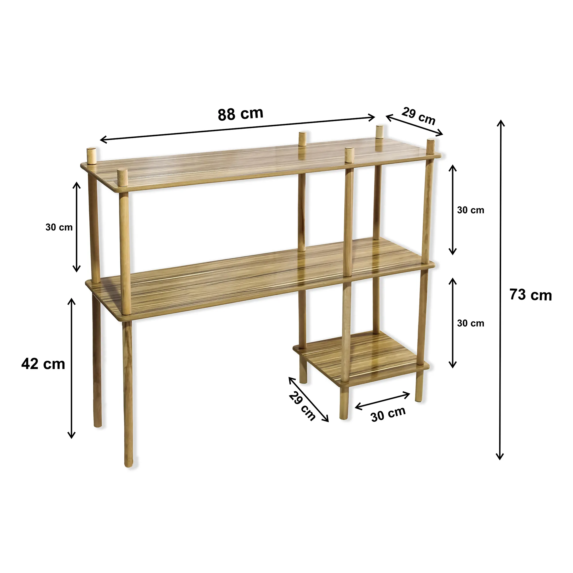 AsudeHome Dresuar-3 Katlı Ahşap Dresuar-Portatif Antre Demonte