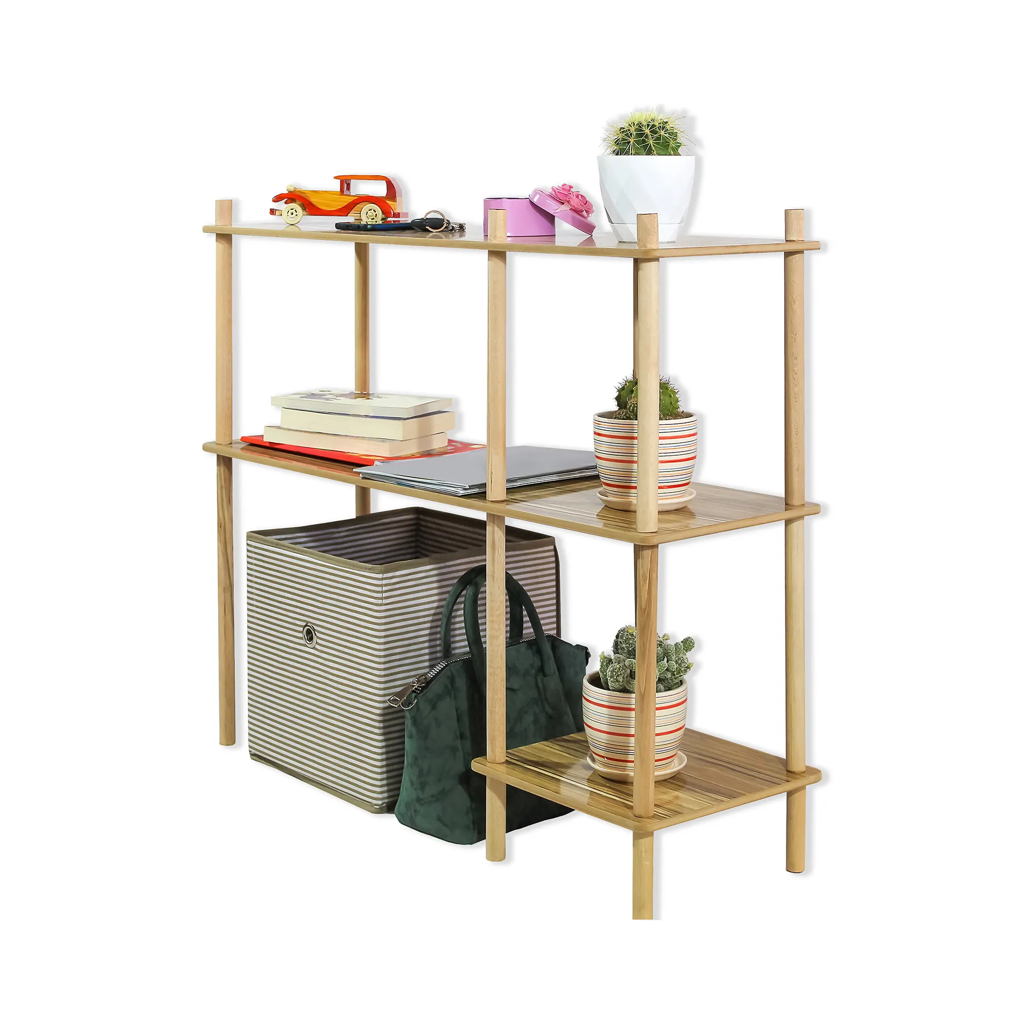 AsudeHome Dresuar-3 Katlı Ahşap Dresuar-Portatif Antre Demonte