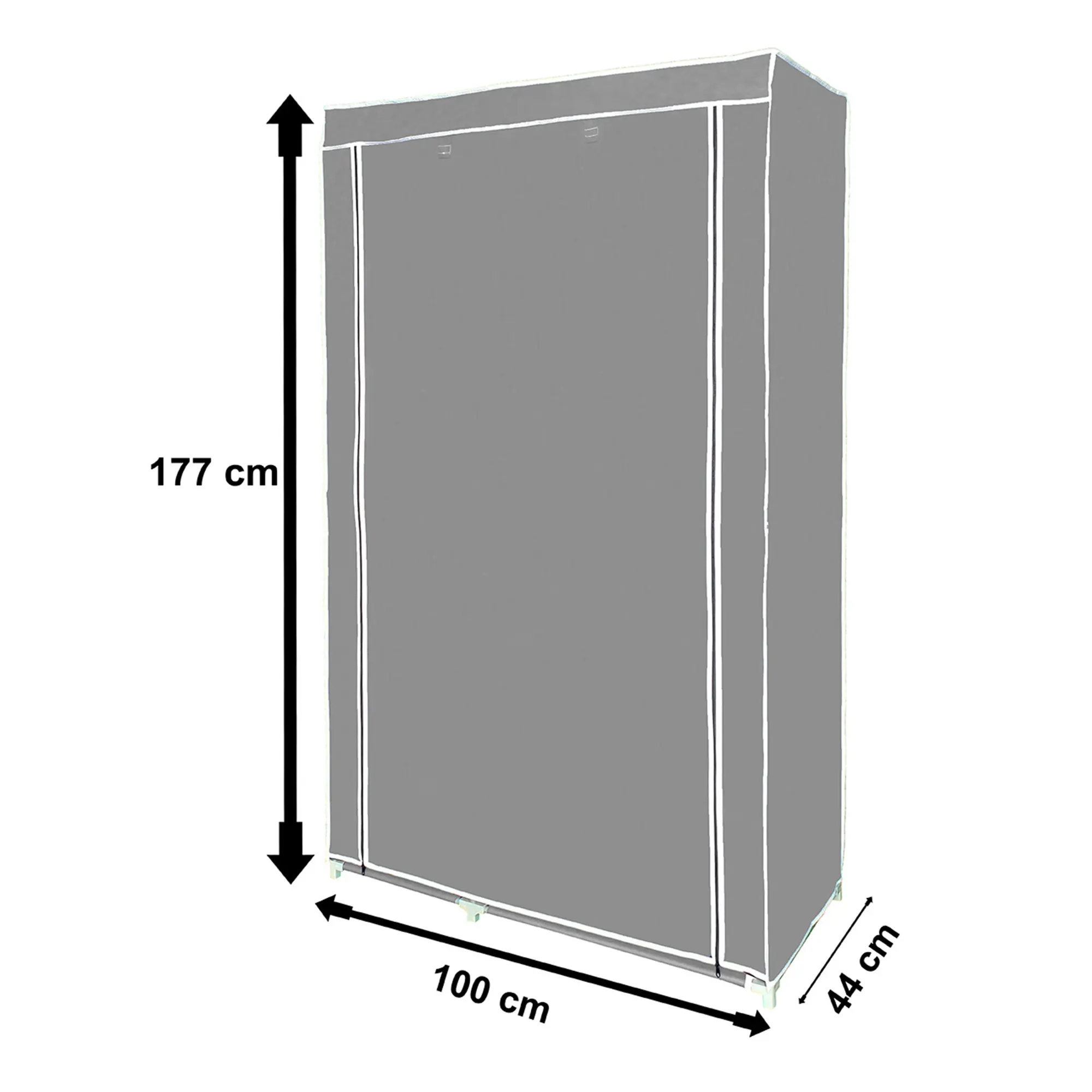 AsudeHome Bez Dolap-Dubleks Çift Askılı-Portatif Bez Dolap-Çelik Profilli-Gri