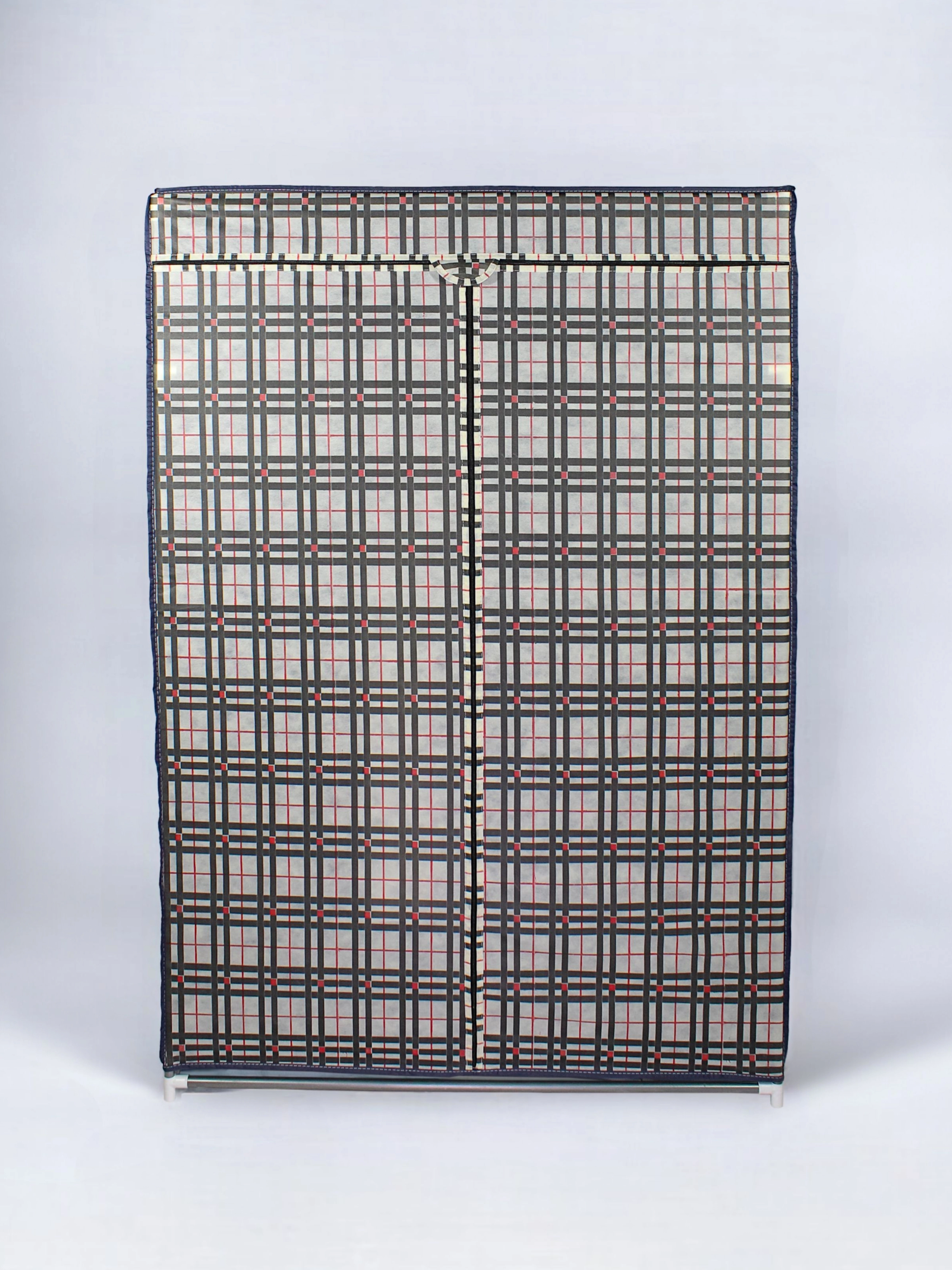 Bez Dolap Çelik Profilli 100 cm Askı Portatif Dolap Ekose Krem