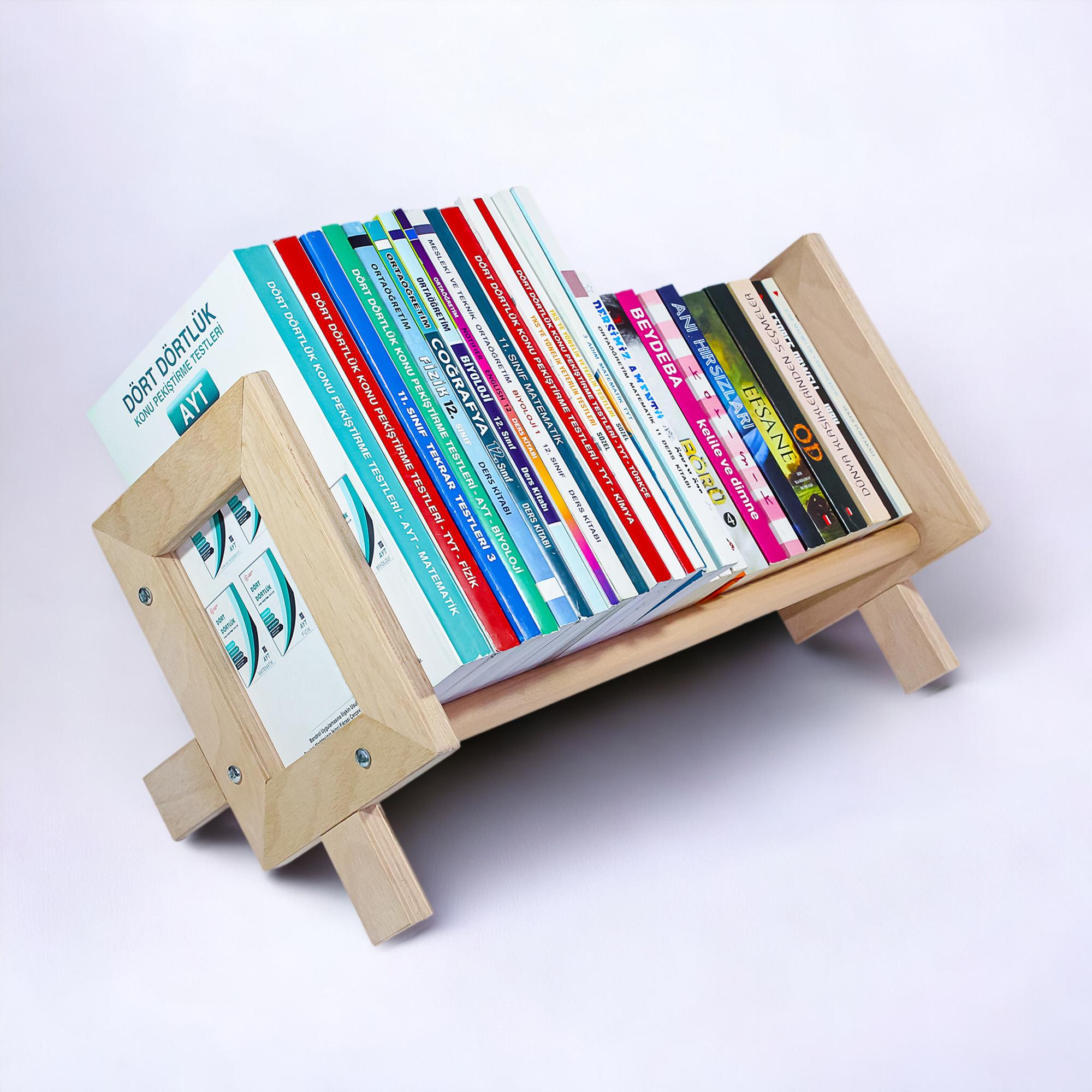 Masaüstü Kitaplık Ahşap Kitap Rafı Organizer Düzenleyici Kayın Kitaplık Çocuk Kitaplığı 50cm