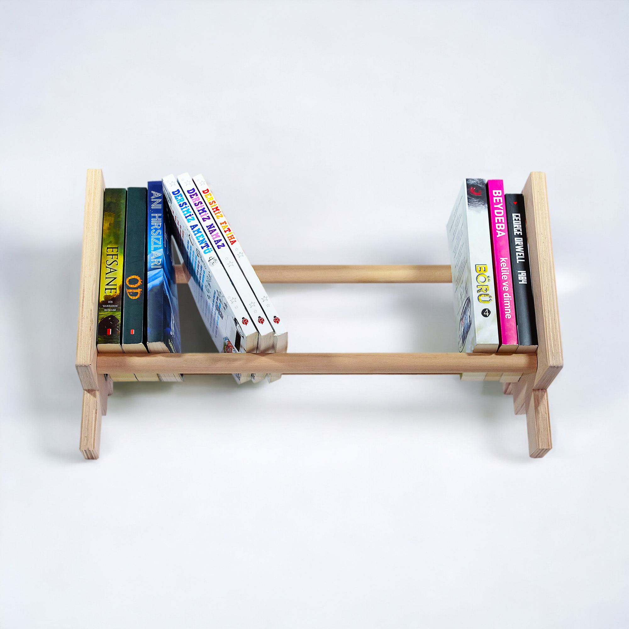 Masaüstü Kitaplık Ahşap Kitap Rafı Organizer Düzenleyici Kayın Kitaplık Çocuk Kitaplığı 50cm