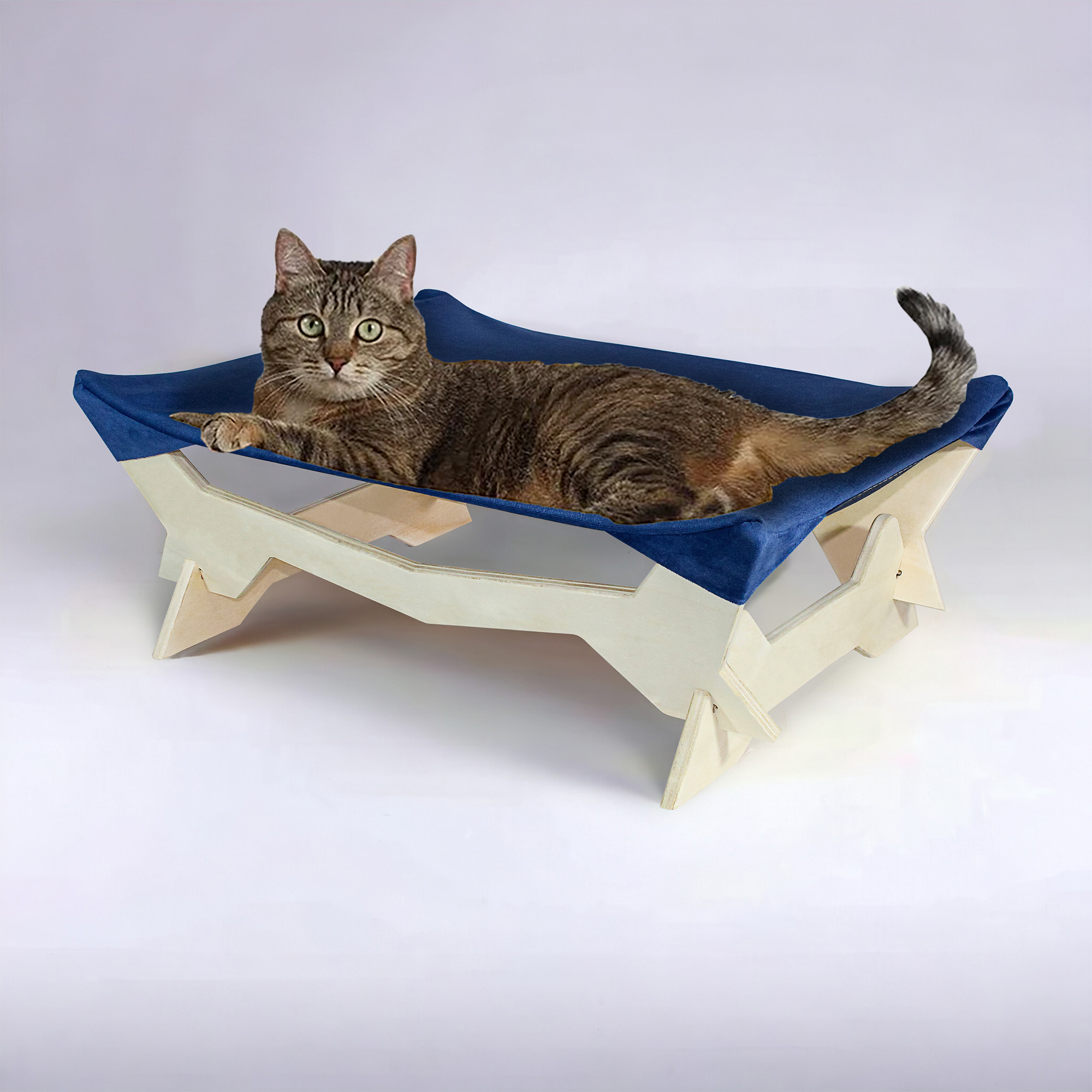 Ahşap Kedi Yatağı, Kedi Köpek Hamağı, Kedi Köpek Evi, Kedi Köpek Salıncağı, Oyun Alanı Kedi Hamak Mavi