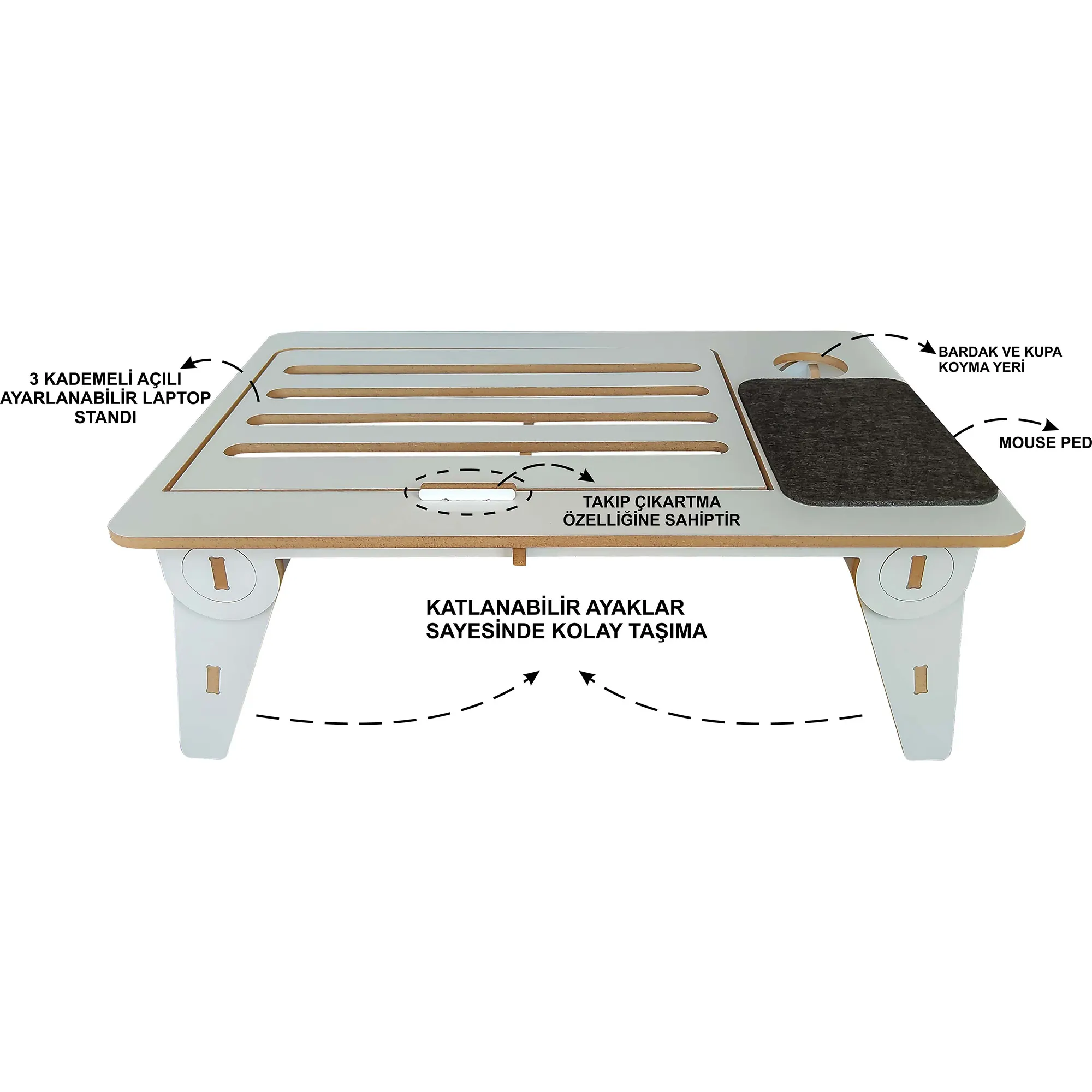 AsudeHome Laptop Standı-Rahle-Çalışma Masası-MDF