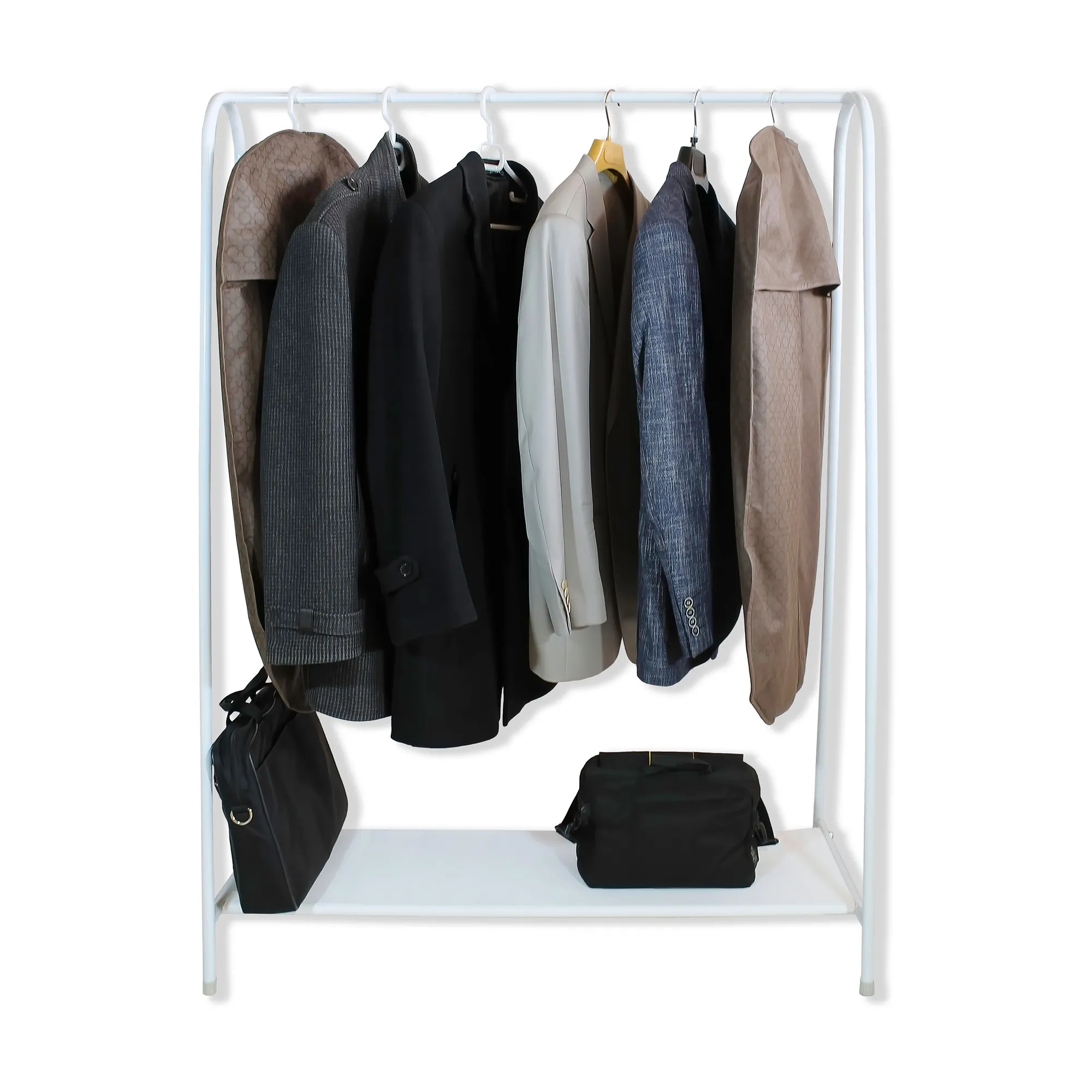 AsudeHome Ayaklı Konfeksiyon Askısı-Metal Elbise Askılığı-Portmanto-Beyaz