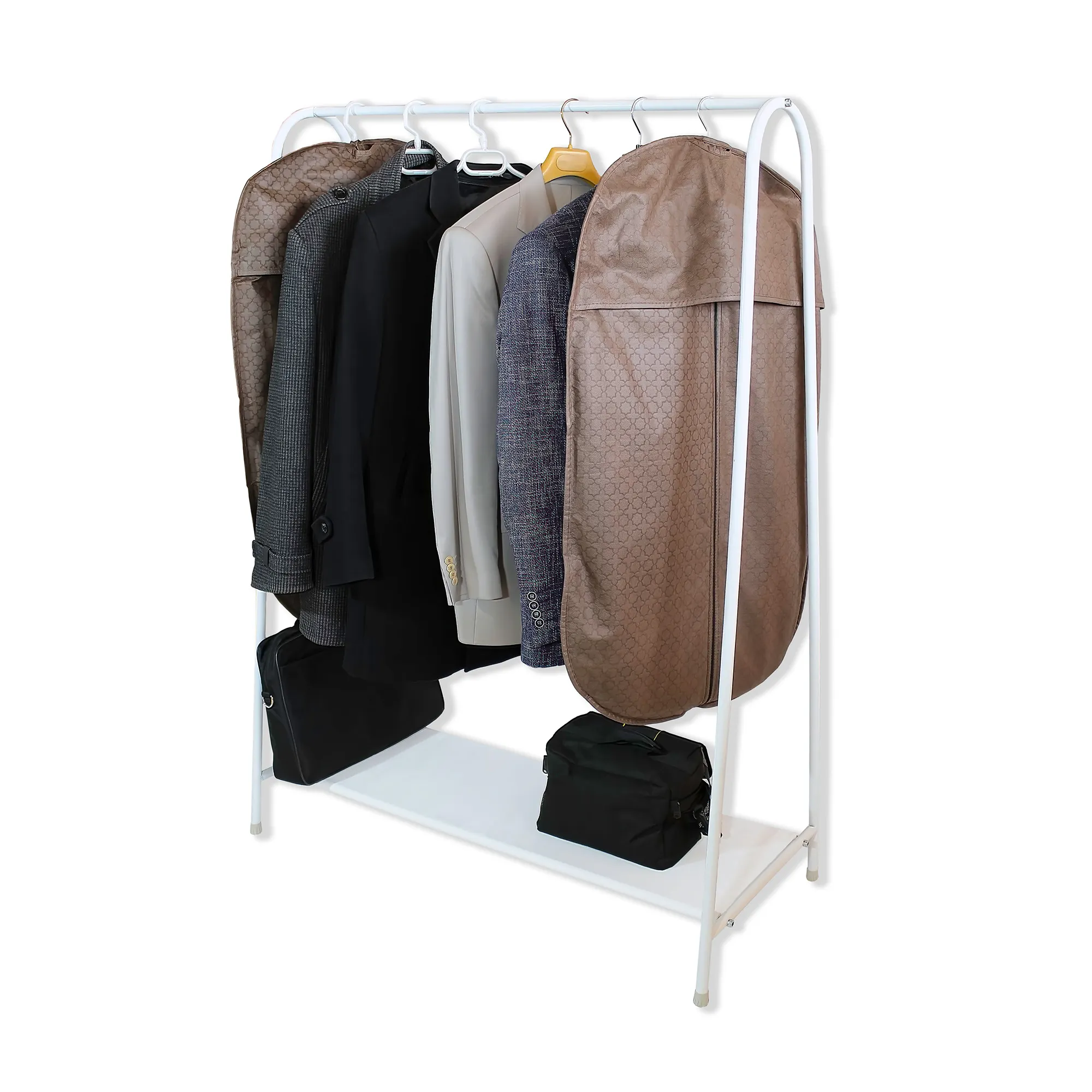 AsudeHome Ayaklı Konfeksiyon Askısı-Metal Elbise Askılığı-Portmanto-Beyaz