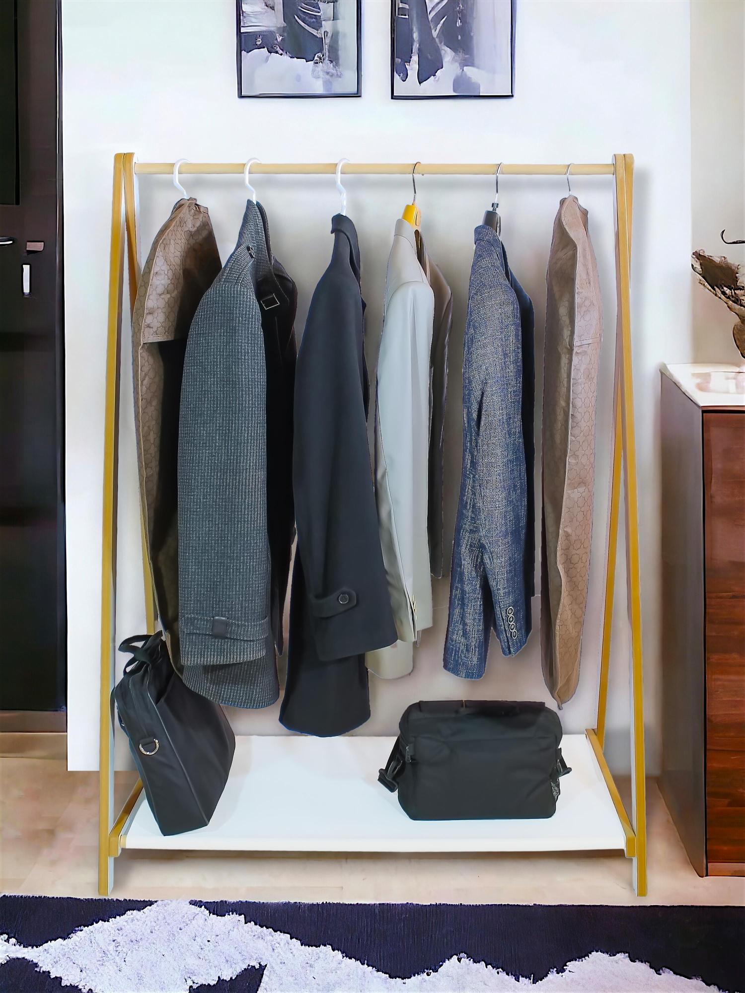 AsudeHome Ayaklı Konfeksiyon Askısı-Ahşap Elbise Askılığı-Portmanto