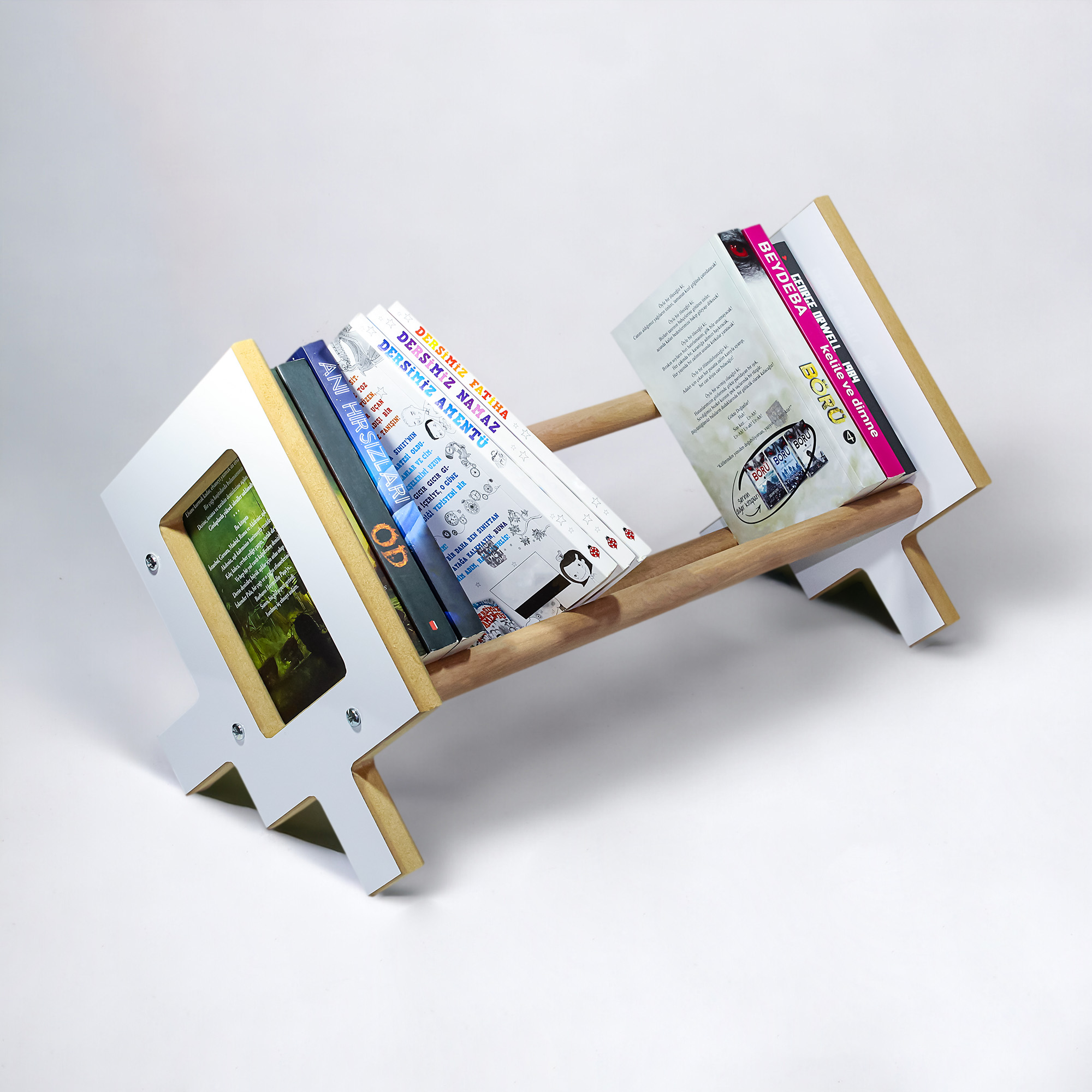 Masaüstü Kitaplık Ahşap Kitap Rafı Organizer Düzenleyici MDF Kitaplık Çocuk Kitaplığı 50cm