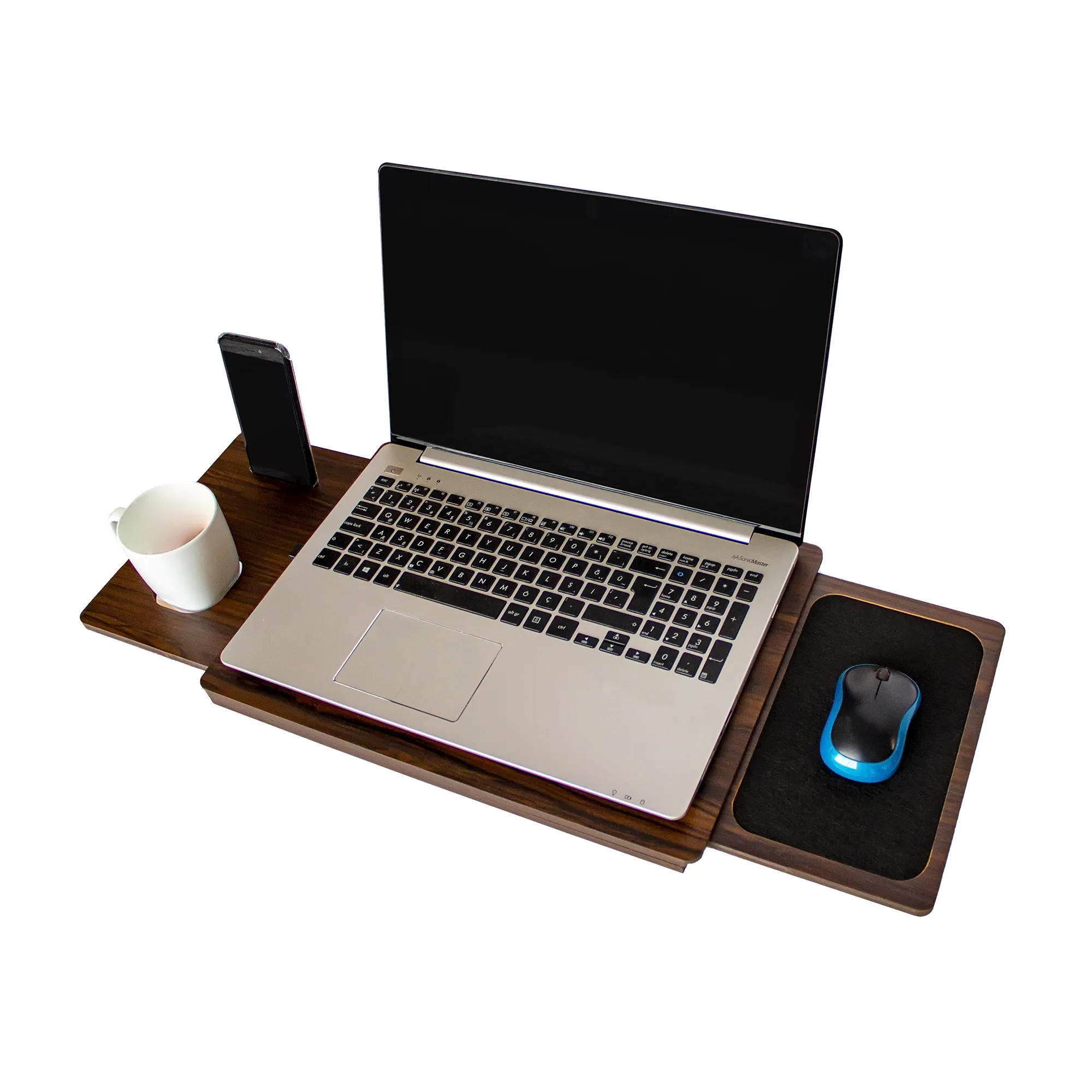 AsudeHome Dizüstü sehpa Laptop Standı-Düzenleyici Saten Ceviz