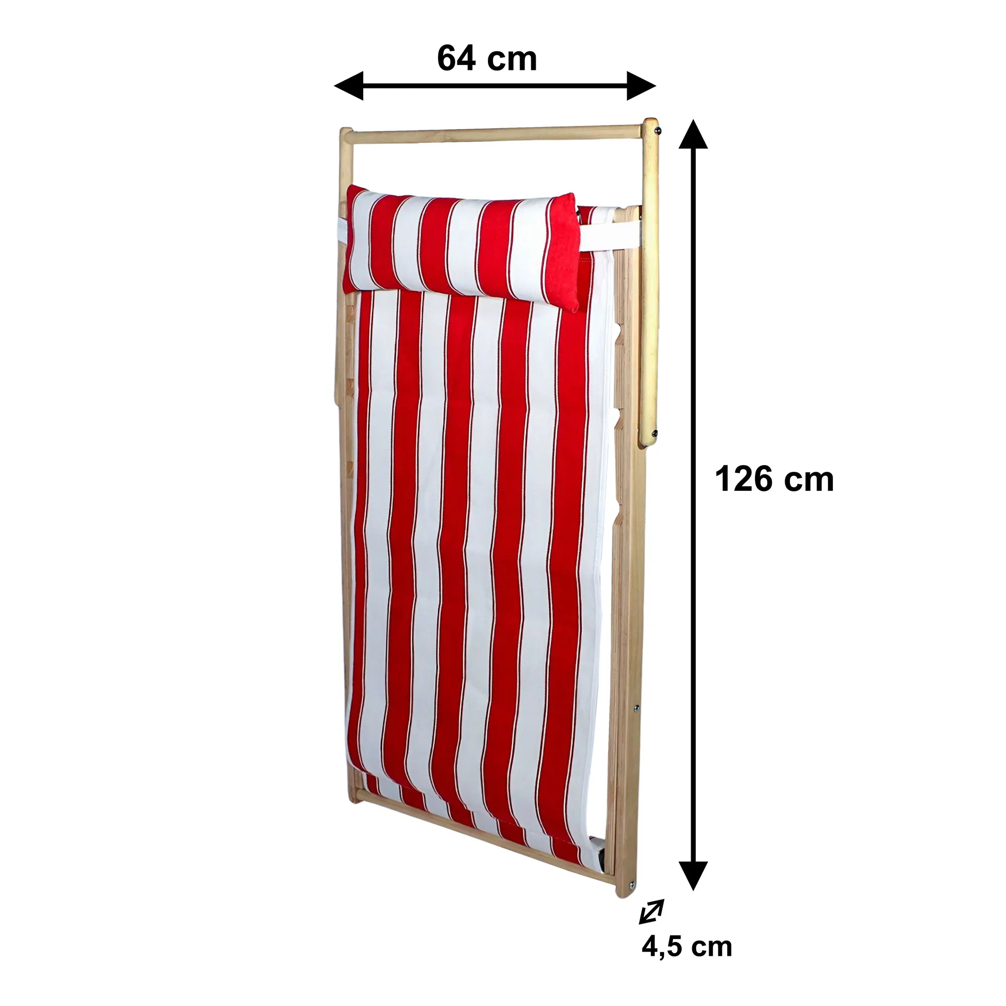 Ahşap Katlanır Şezlong Bahçe/balkon/teras/plaj 3 Kademe Ayarlı Balıkçı Tv Koltuğu Şezlong Kırmızı Asudehome