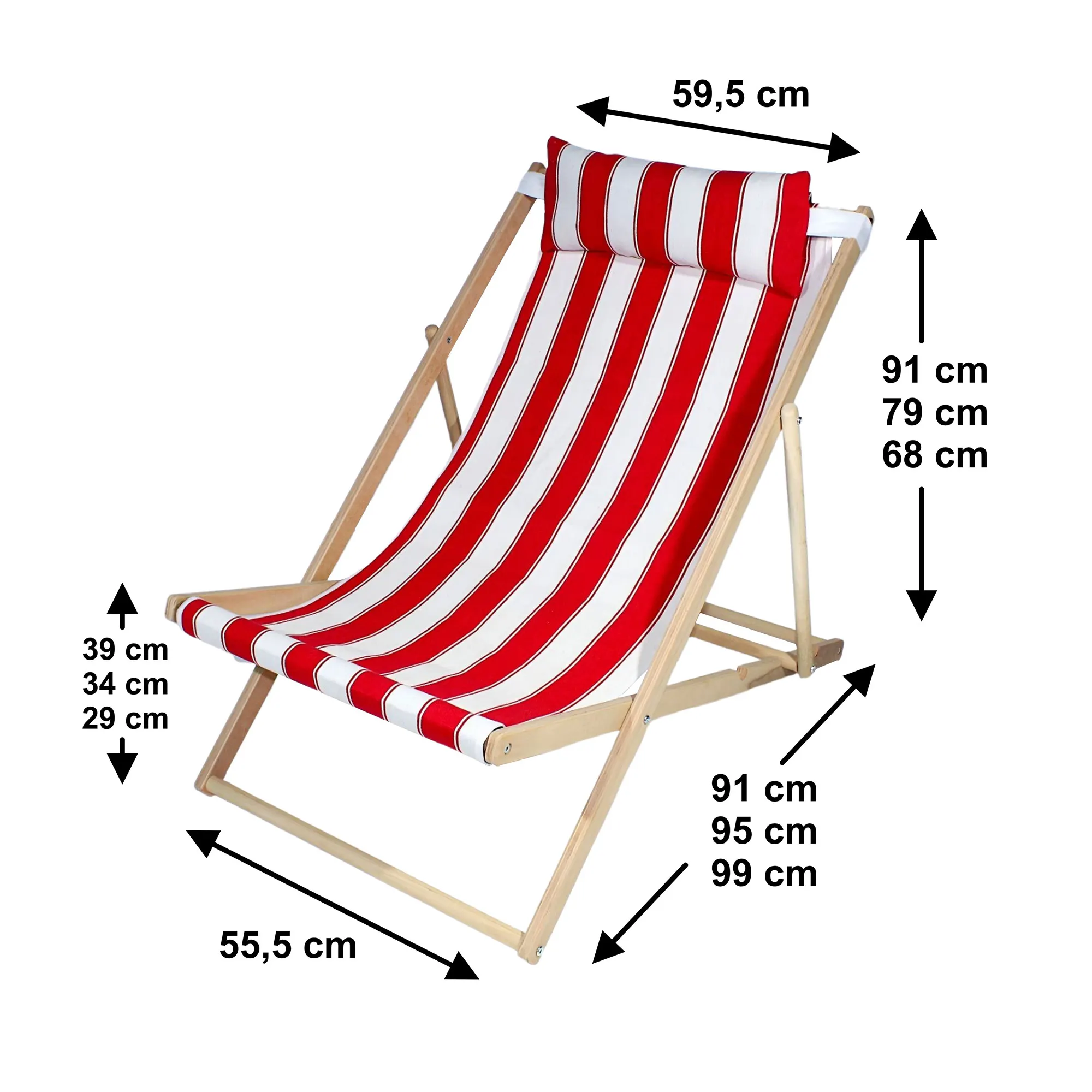 Ahşap Katlanır Şezlong Bahçe/balkon/teras/plaj 3 Kademe Ayarlı Balıkçı Tv Koltuğu Şezlong Kırmızı Asudehome