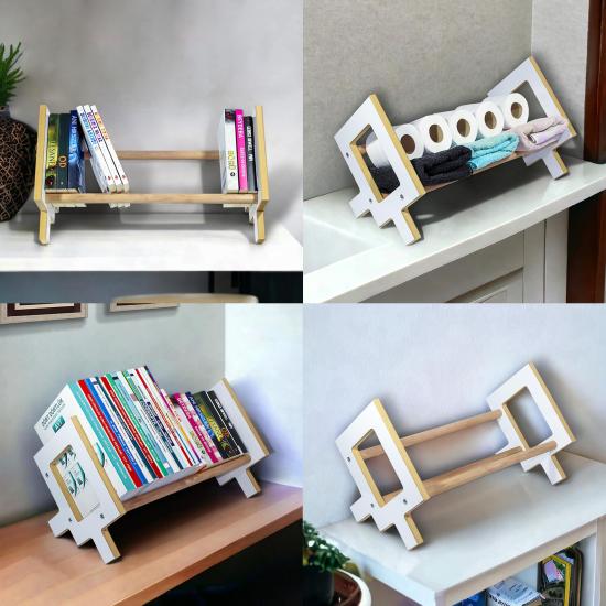 Kitaplık Ahşap Kitap Rafı Organizer Düzenleyici