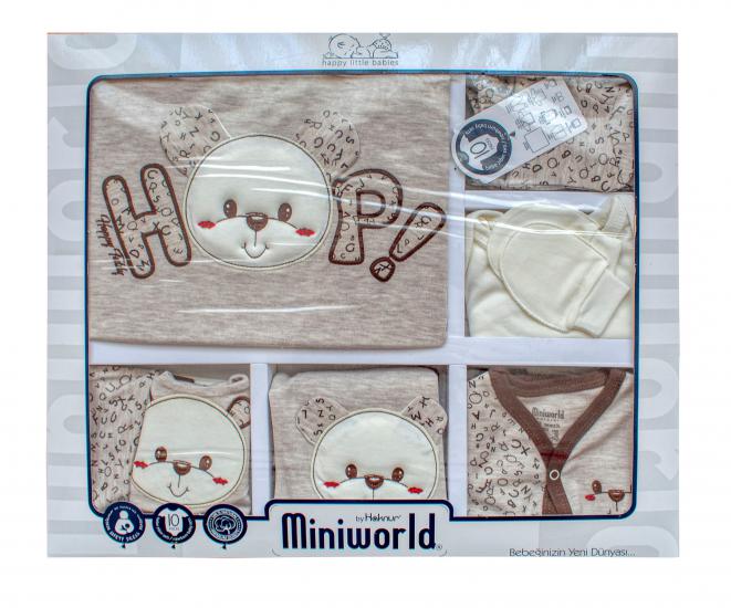 Miniworld Kabartma Ayıcık Nakışlı Bebek Yenidoğan 0-3 Ay 10 Lu Hastane Çıkışı Zıbın Seti