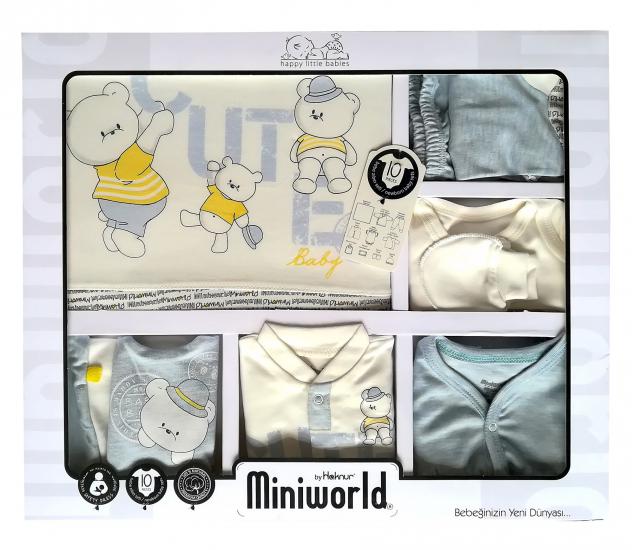 Miniworld Erkek Cute Yenidoğan 0-3 Ay 10 Lu Hastane Çıkışı Zıbın Seti