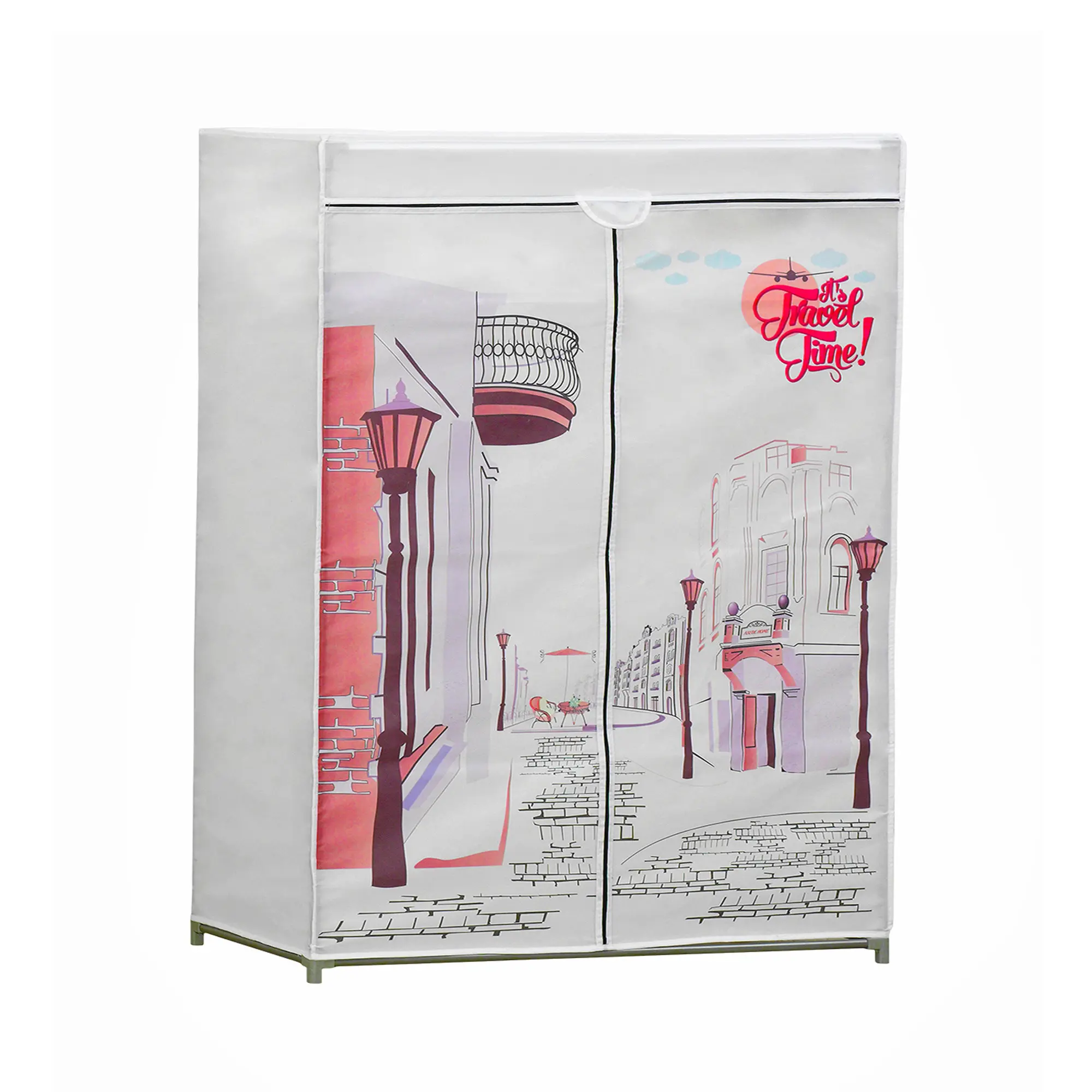 AsudeHome Bez Dolap-Sörf Street-Özel Baskılı-Portatif Bez Dolap-Çelik Profilli